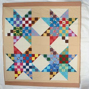 New Handmade Full size large star patchwork quilt